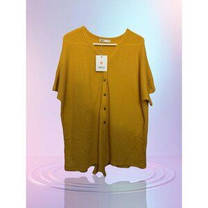 Size 2XL Knit Blouse Tie Knot Henley Loose Fitting Bat Wing Shirt